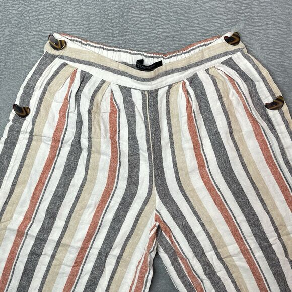 Marc New York Women’s Small Striped Linen Blend Crop Beach Vacation Pants - Picture 9 of 10
